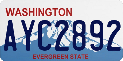 WA license plate AYC2892