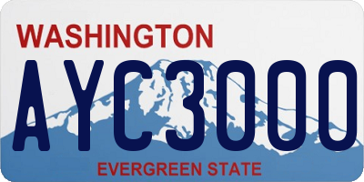 WA license plate AYC3000