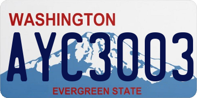 WA license plate AYC3003