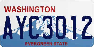 WA license plate AYC3012
