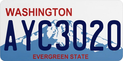 WA license plate AYC3020