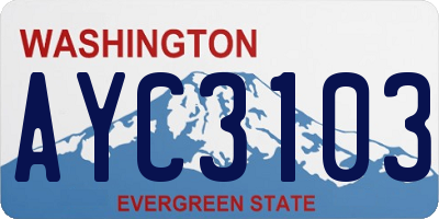 WA license plate AYC3103