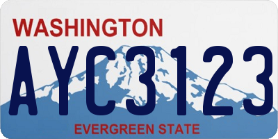 WA license plate AYC3123