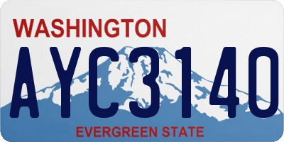 WA license plate AYC3140