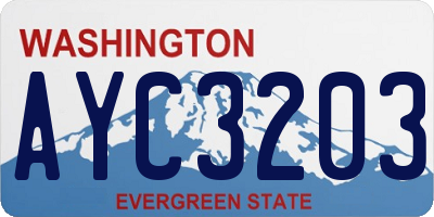 WA license plate AYC3203
