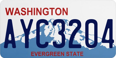 WA license plate AYC3204