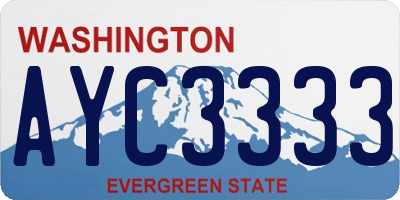 WA license plate AYC3333