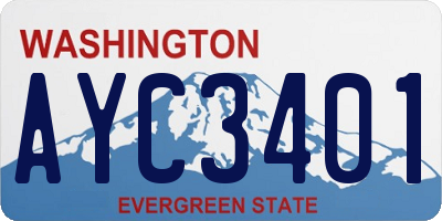 WA license plate AYC3401