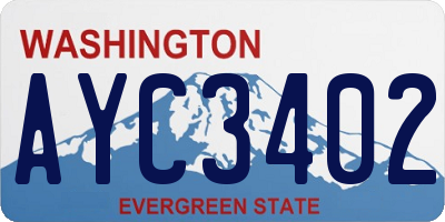 WA license plate AYC3402