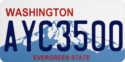 WA license plate AYC3500