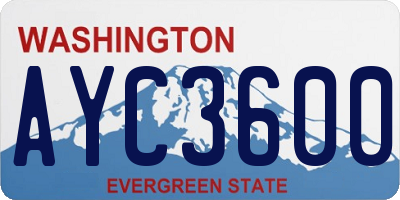 WA license plate AYC3600