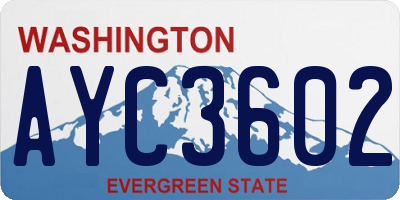 WA license plate AYC3602