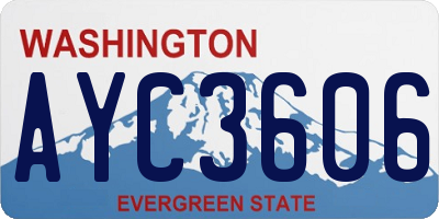 WA license plate AYC3606