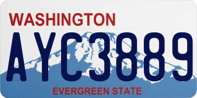 WA license plate AYC3889