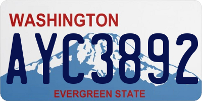 WA license plate AYC3892