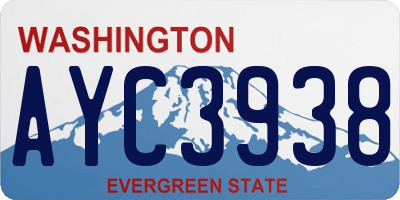 WA license plate AYC3938