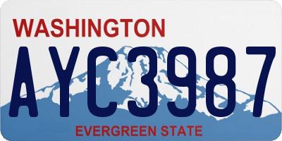 WA license plate AYC3987