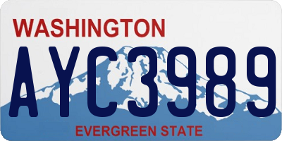 WA license plate AYC3989