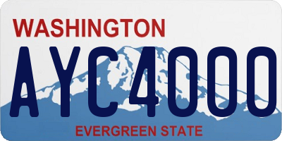 WA license plate AYC4000