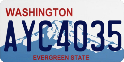 WA license plate AYC4035