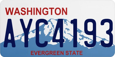 WA license plate AYC4193