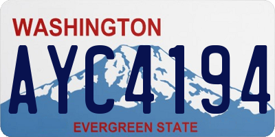 WA license plate AYC4194