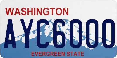 WA license plate AYC6000