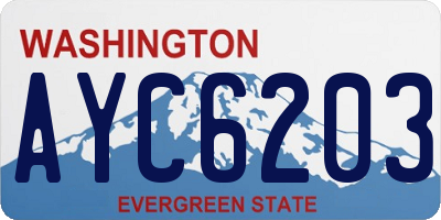 WA license plate AYC6203
