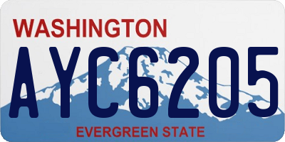 WA license plate AYC6205