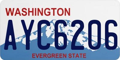 WA license plate AYC6206