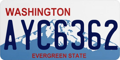 WA license plate AYC6362