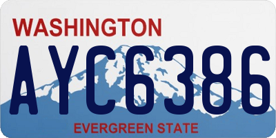WA license plate AYC6386
