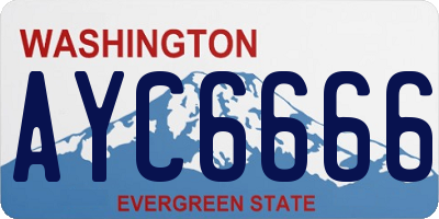 WA license plate AYC6666