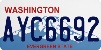 WA license plate AYC6692