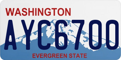 WA license plate AYC6700