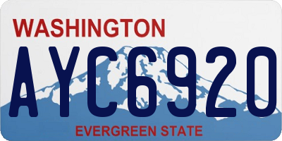 WA license plate AYC6920