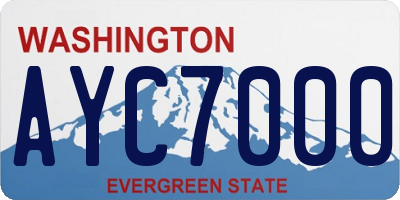 WA license plate AYC7000