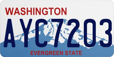 WA license plate AYC7203