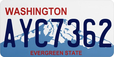 WA license plate AYC7362