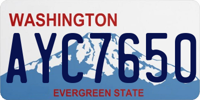 WA license plate AYC7650
