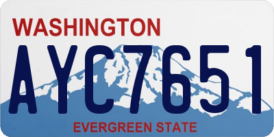 WA license plate AYC7651
