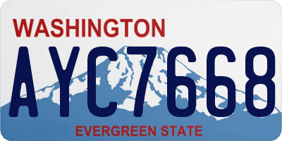 WA license plate AYC7668
