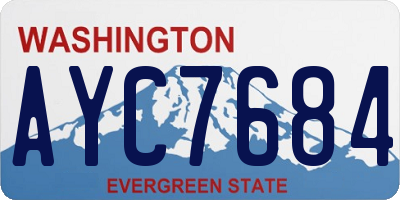WA license plate AYC7684