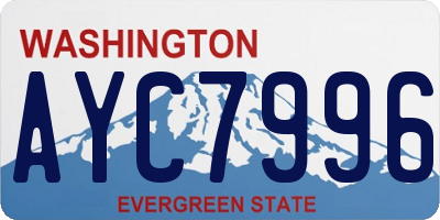 WA license plate AYC7996