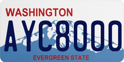 WA license plate AYC8000