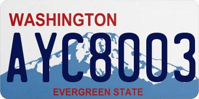 WA license plate AYC8003