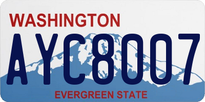 WA license plate AYC8007
