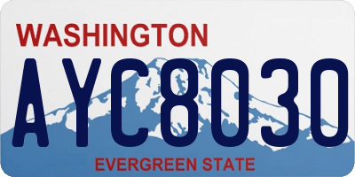 WA license plate AYC8030