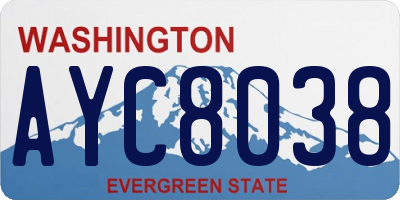 WA license plate AYC8038