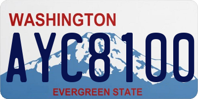 WA license plate AYC8100